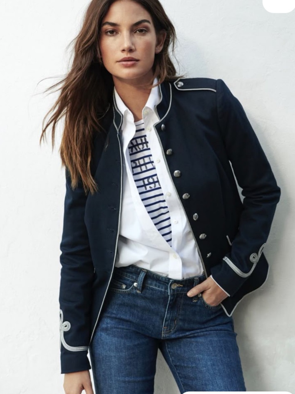 Ralph Lauren Navy Soutache trim twill  Cotton Blend Jacket  size 6 - Women’s